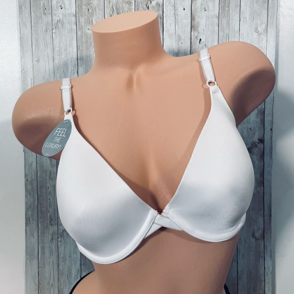 NWT Self Expressions by Maidenform Sz 36D White Tan detail bra feel the Luxury N